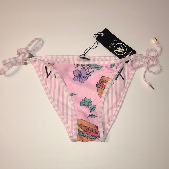 ⚡️⬇️WILDFOX 80’s Hamburger Retro Reversible Cheeky Bottom Fun pink NWT - Picture 5 of 8